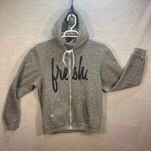 22FRESH Full Zip Hoodie Mens XL Gray Sweatshirt Streetwear Fresh‎ Logo 22f Hood